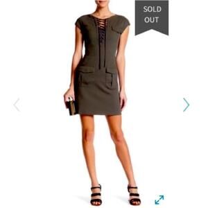 The Kooples Cargo Stretch Cotton Mini Dress, Green, size 40 small/4